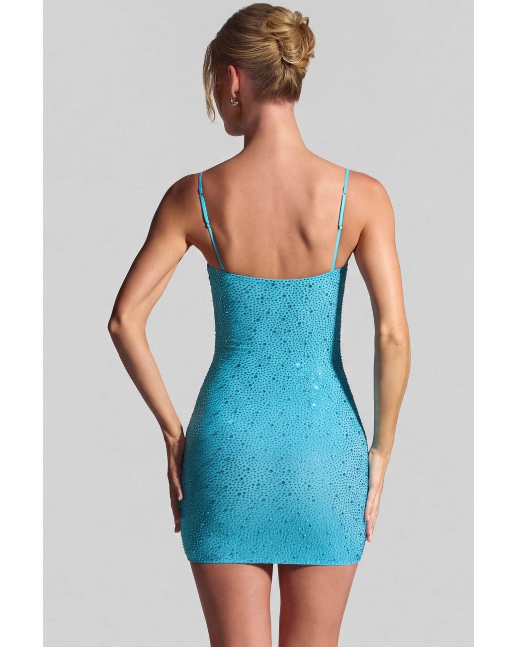 Oh Polly Blue Embellished Bodycon Mini Dress