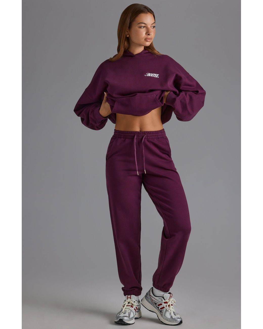 BO+TEE Purple Soft Cotton Jersey Relaxed Mid-Rise Joggers