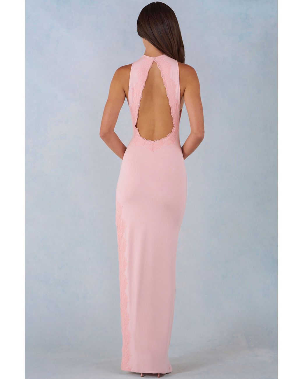 Oh Polly Pink Modal Halterneck Maxi Dress