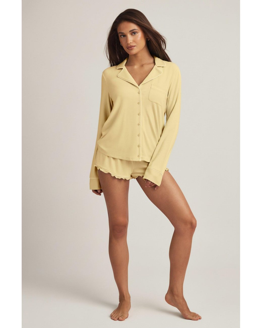 Oh Polly Yellow Modal Long-Sleeve Pyjama Top
