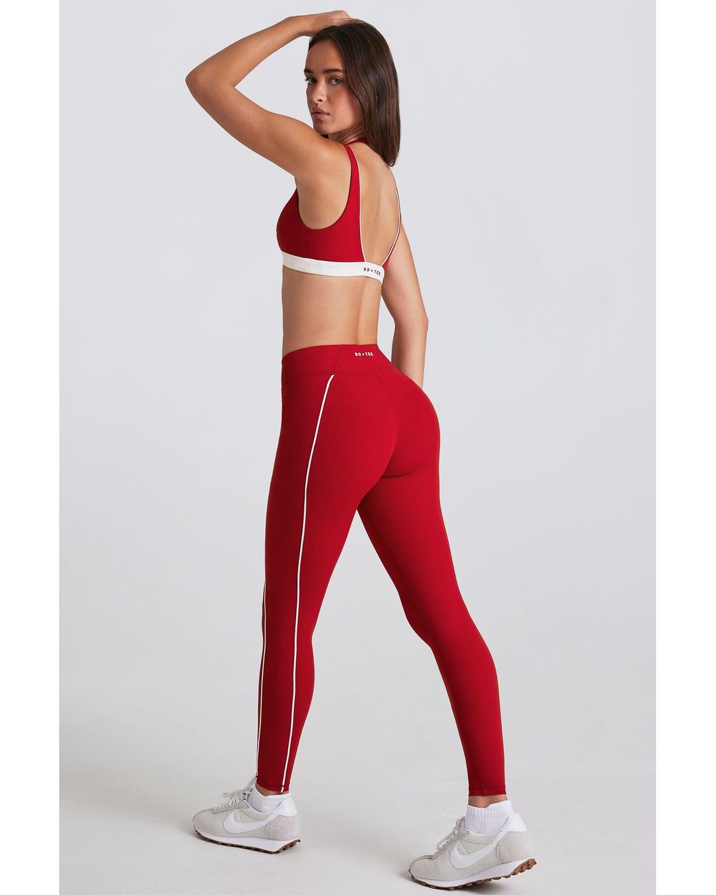 BO+TEE Red Soft Active Contrast Leggings