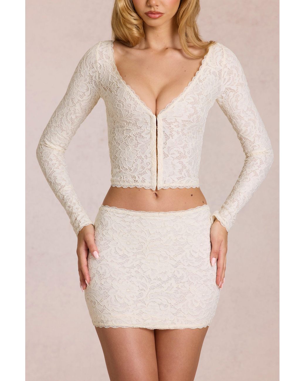 Oh Polly White Lace Mini Skirt