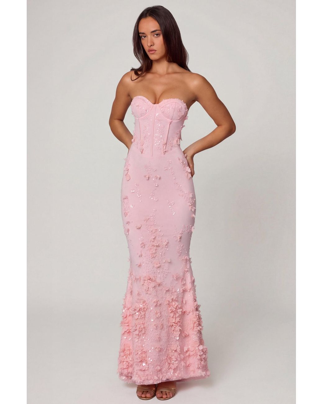 Oh Polly Blue Lace-Up Corset Maxi Dress