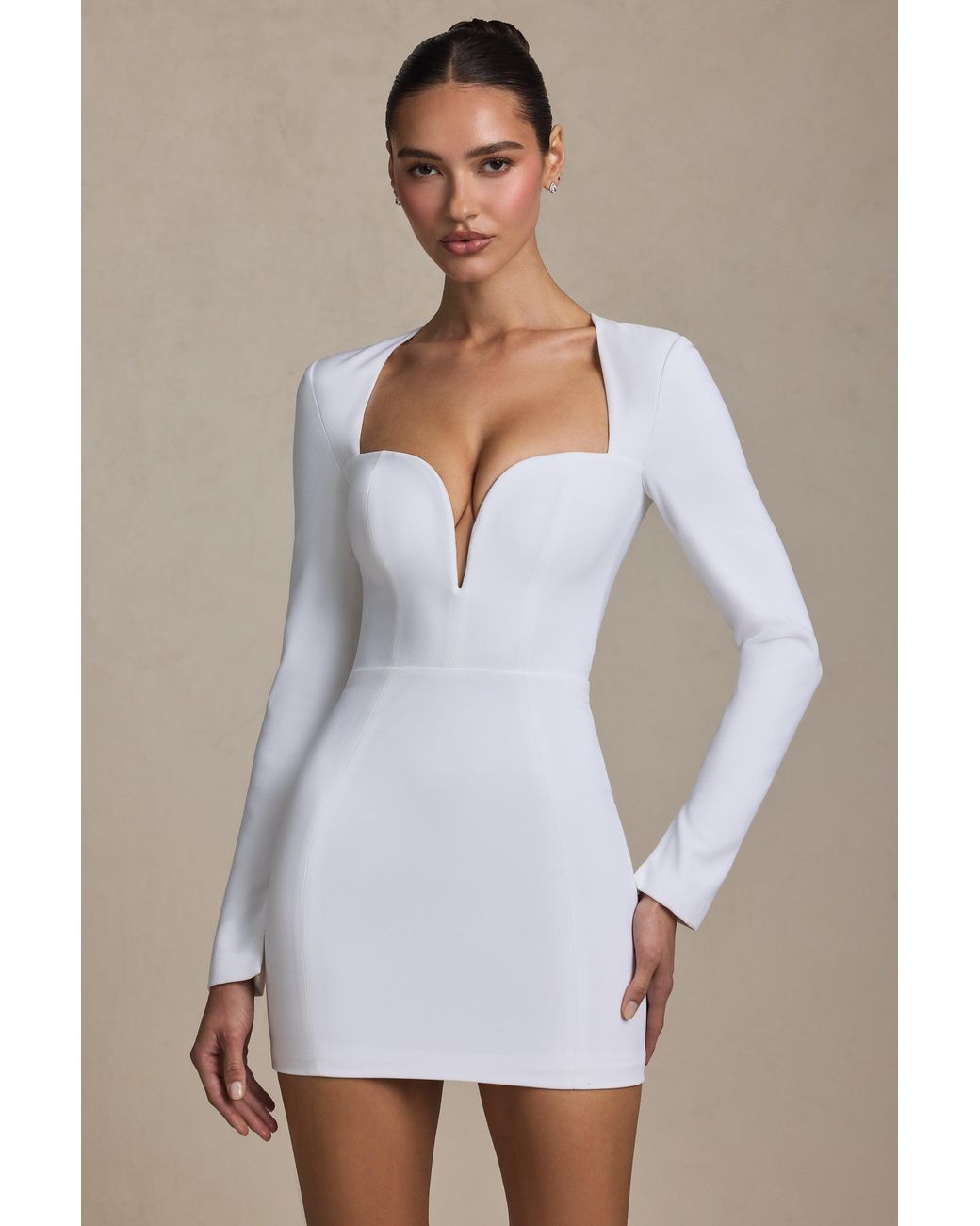 Oh Polly White Cut-Out Heart-Detail Bodycon Mini Dress