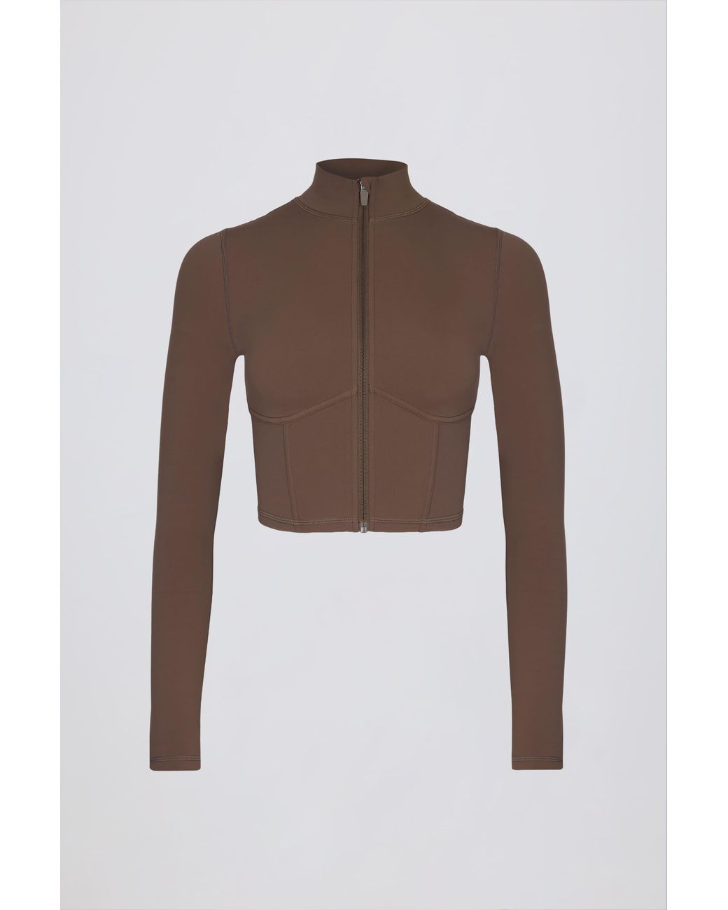 BO+TEE Brown Soft Active Zip-Up Cropped Jacket