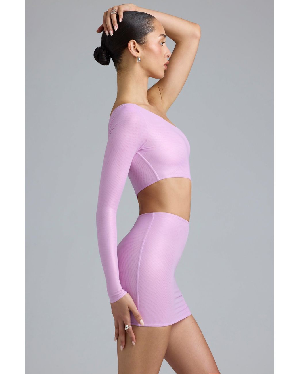 Oh Polly Pink Metallic Cut-Out One-Shoulder Mini Dress