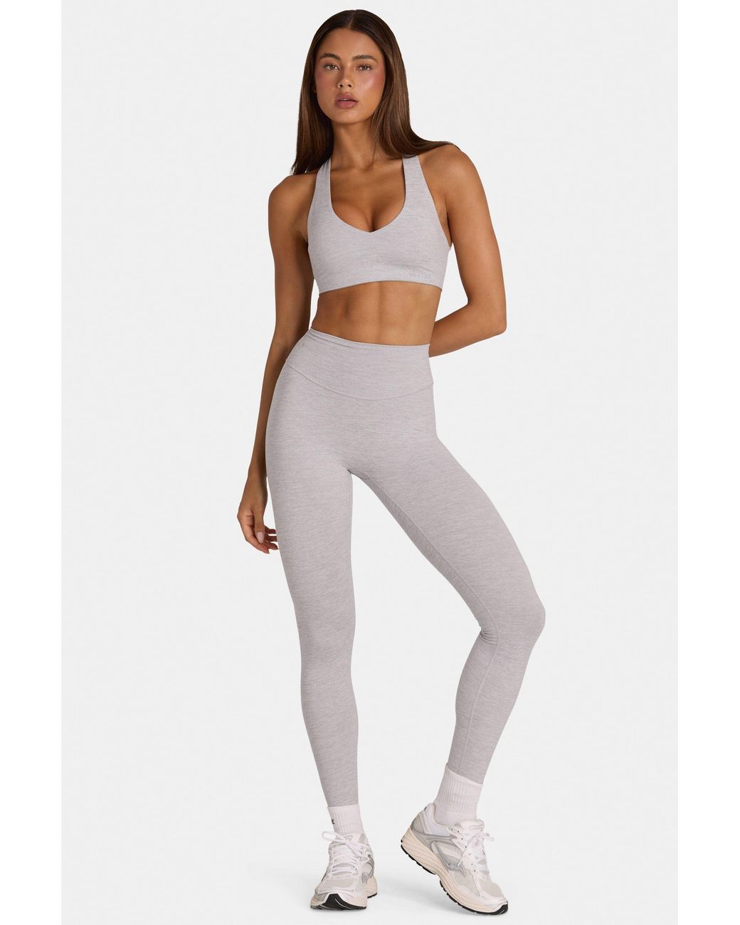 BO+TEE Gray Soft Active Full-Length Leggings