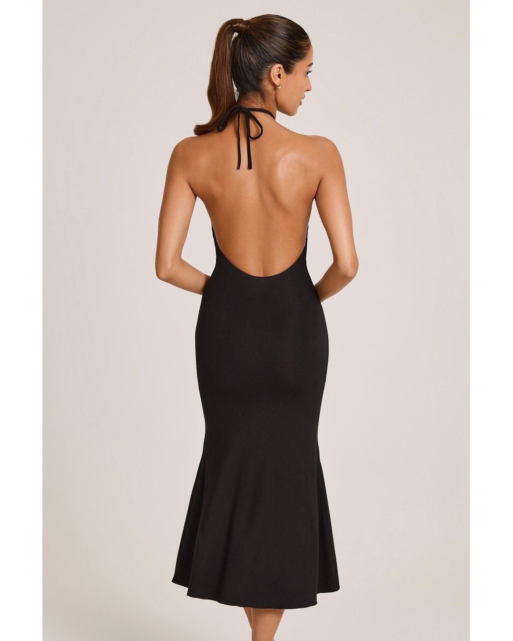 Oh Polly Black Modal Halterneck Midaxi Dress