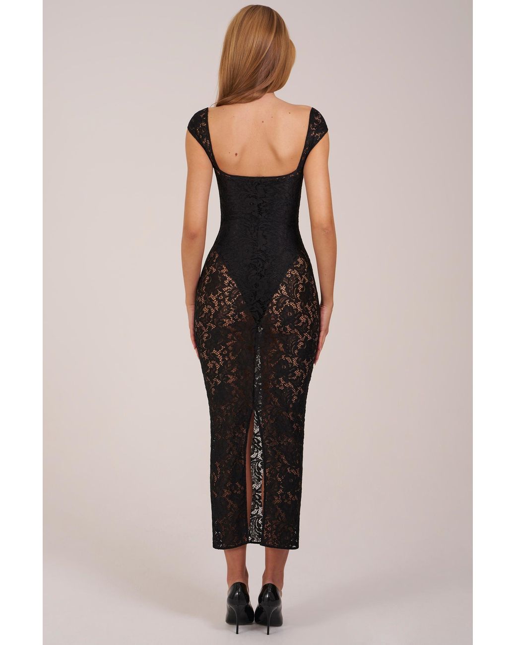 Oh Polly Black Sweetheart-Neck Maxi Dress