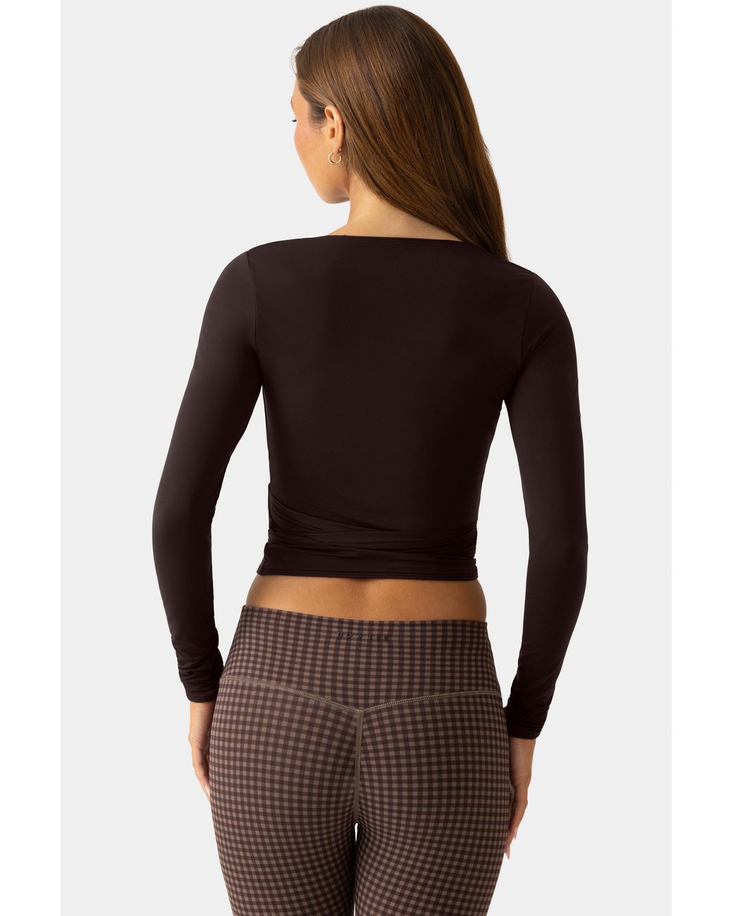 BO+TEE Brown Soft Jersey Wrap Top