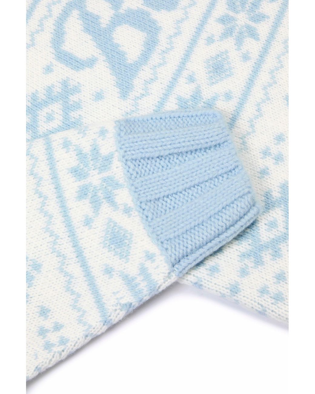 BO+TEE Blue Jacquard-Knit Oversized Jumper