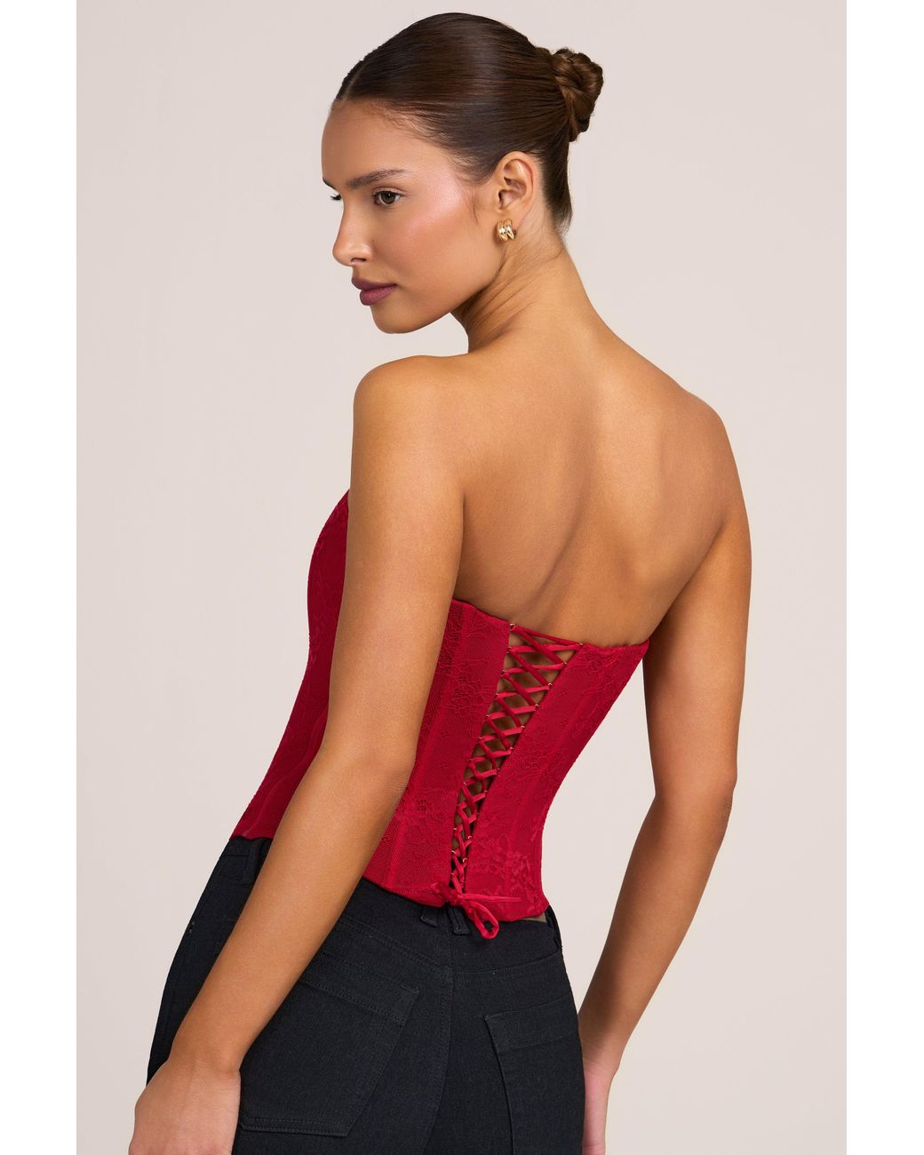 Oh Polly Red Lace Corset Top