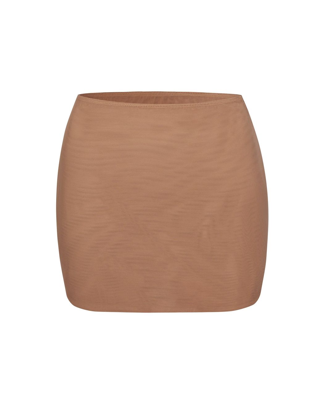 Oh Polly Brown Soft Mesh Low-Rise Micro Mini Slip Skirt