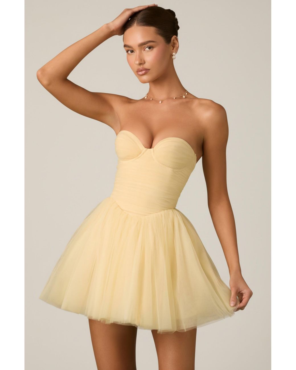 Oh Polly Yellow Tulle Corset Mini Dress