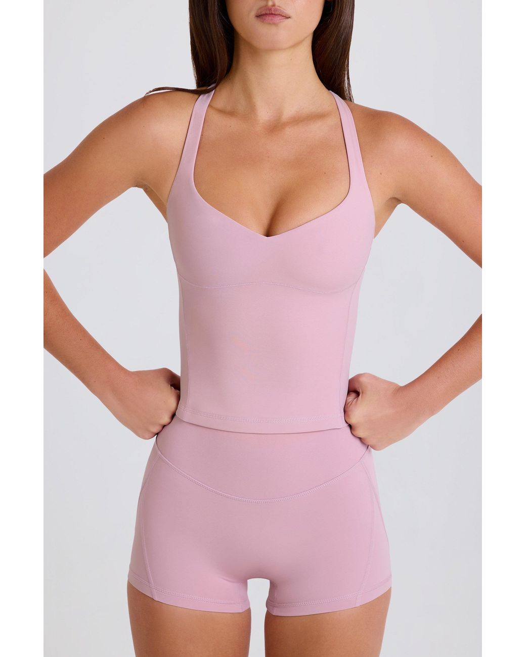 BO+TEE Pink Crossback Longline Tank Top