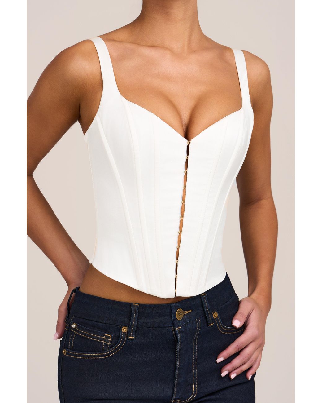 Oh Polly White Satin Corset Top