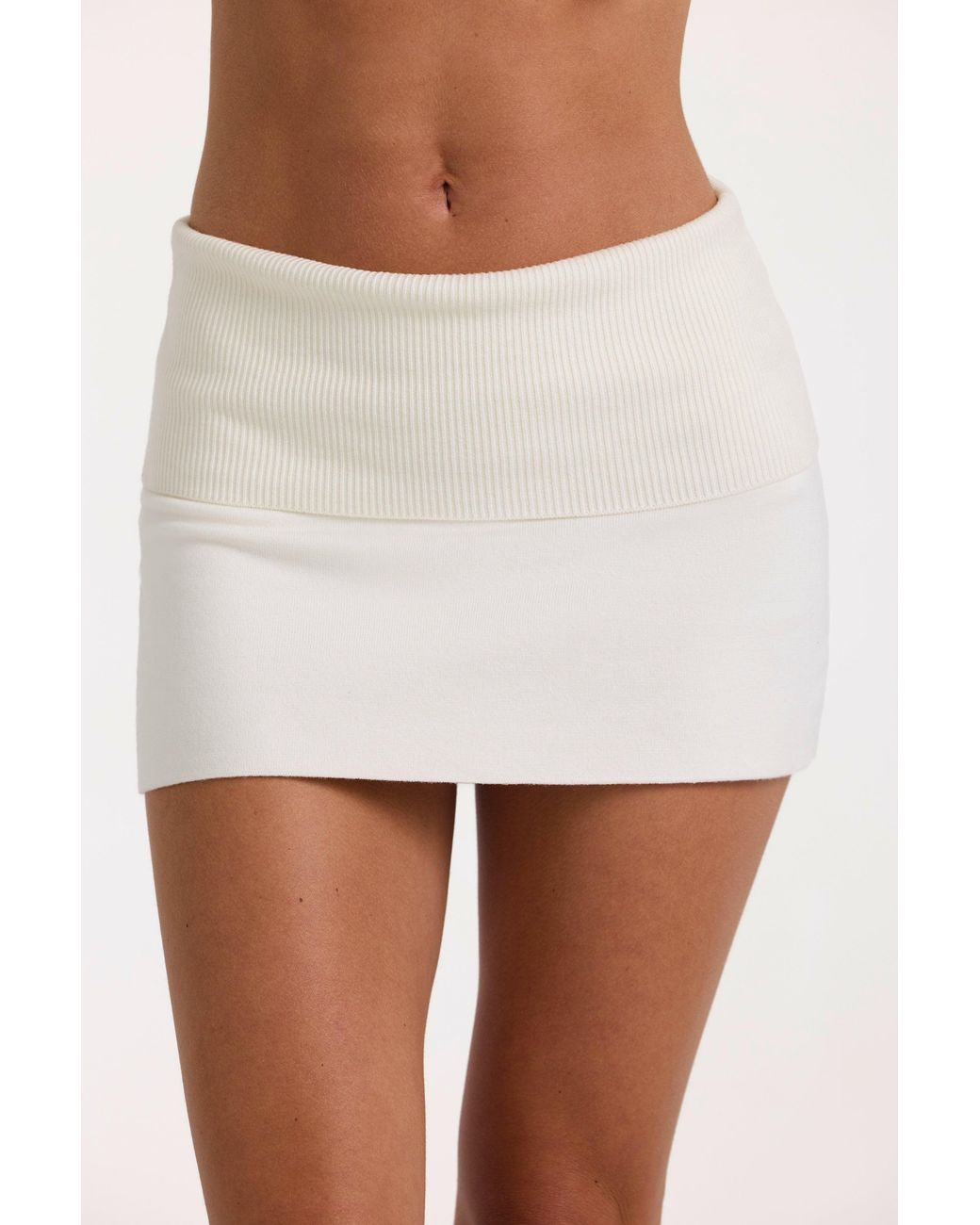 BO+TEE White Soft Knit Mini Skirt