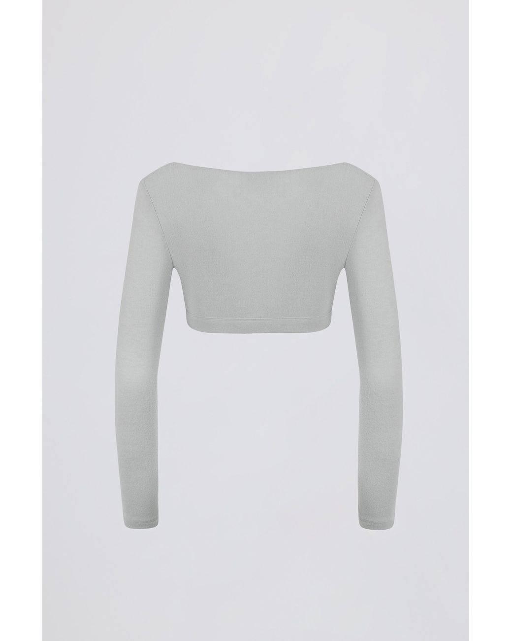 BO+TEE Gray Brushed Jersey V-Neck Crop Top