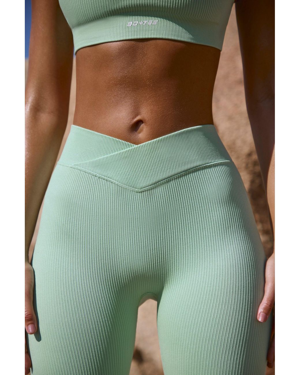 BO+TEE Green High Waist Flexirib Leggings
