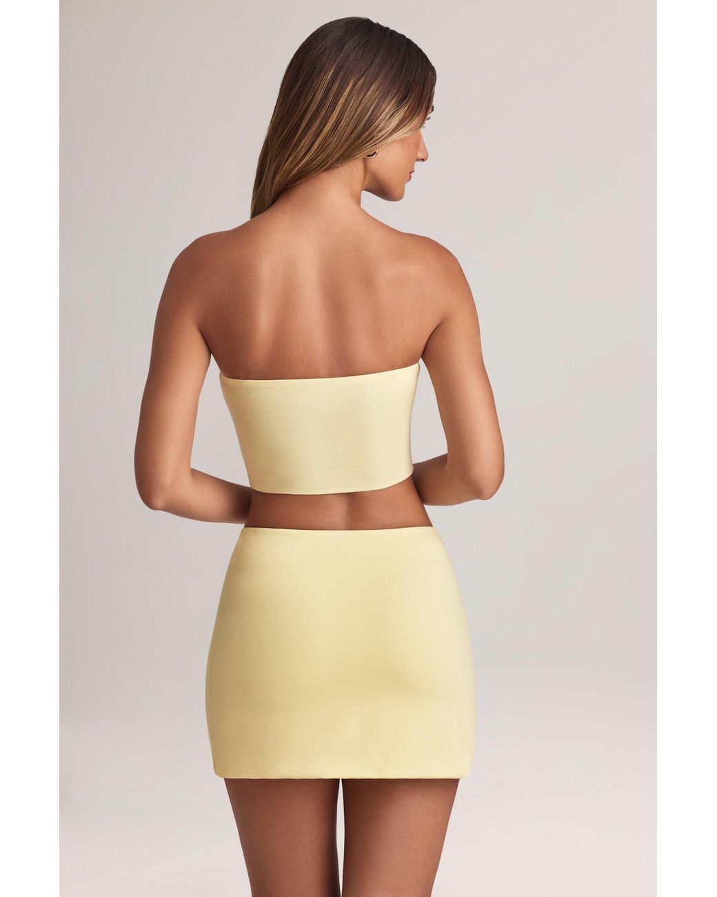 Oh Polly Yellow Modal Strapless Crop Top