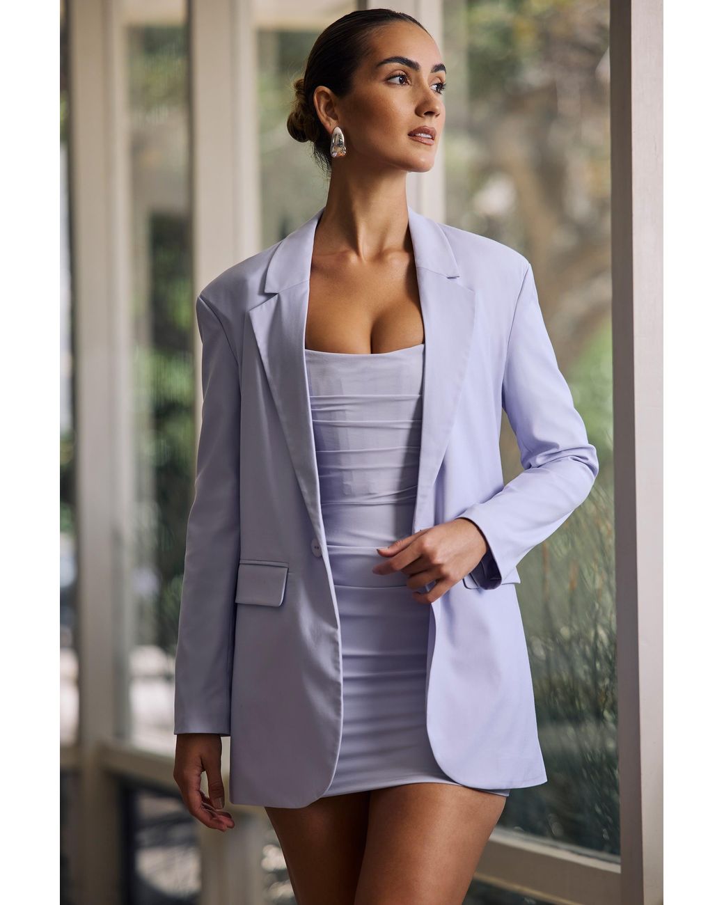 Oh Polly Purple Oversized Single-Breasted Blazer