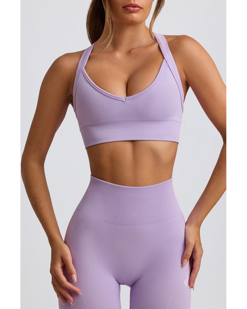 BO+TEE Purple Super Sculpt Seamless Cross-Back Sports Bra