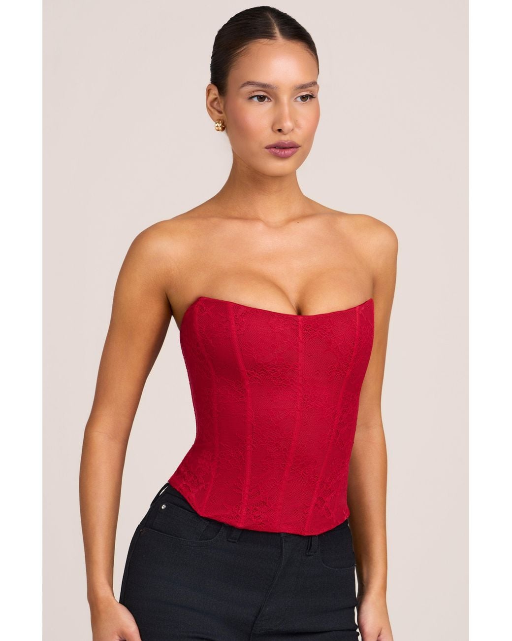 Oh Polly Red Lace Corset Top