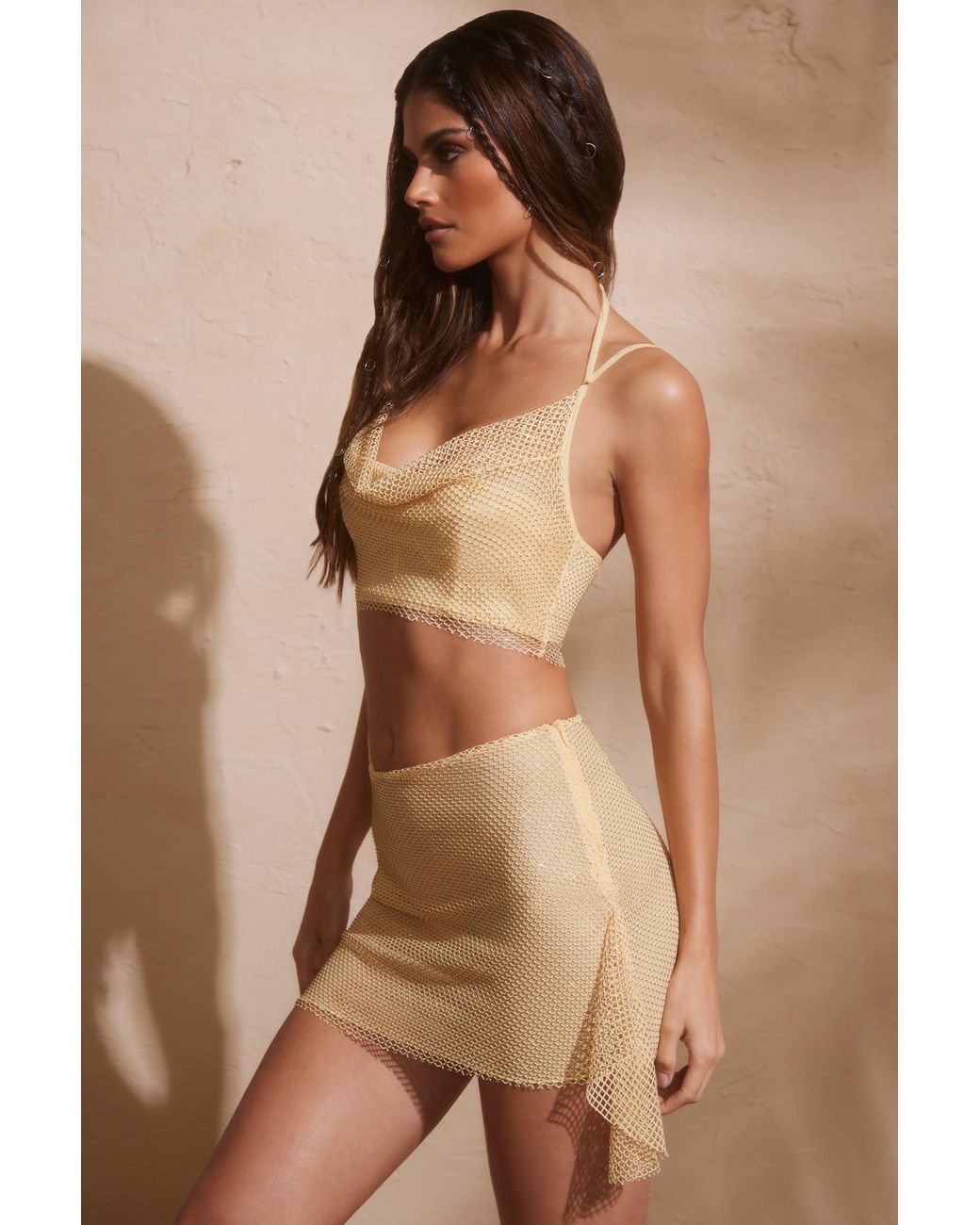 Oh Polly Metallic Embellished Strap Detail Mini Skirt
