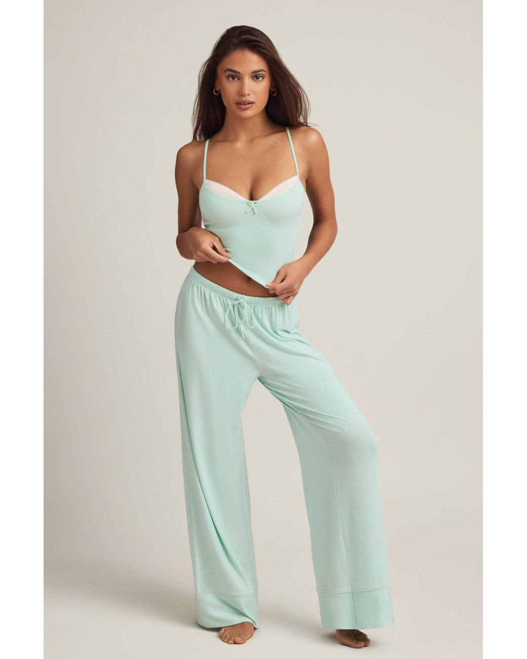 Oh Polly Green Modal Mid-Rise Pyjama Trousers