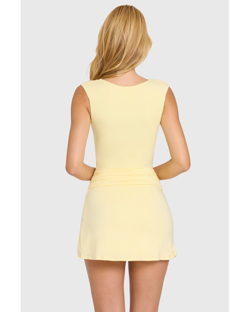 Oh Polly Yellow Modal Lace-Trim Midaxi Dress