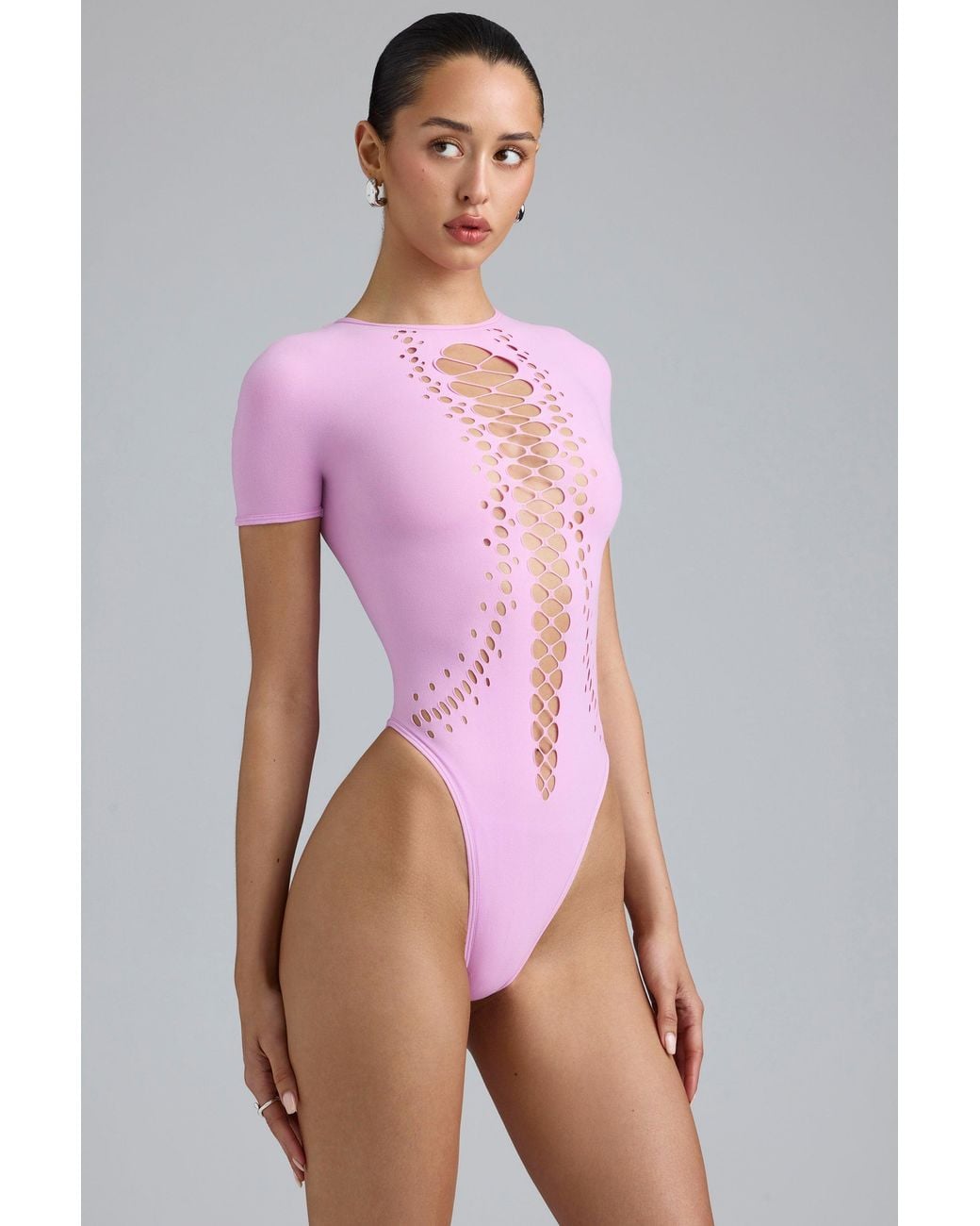 Oh Polly Pink Lace-Up Bodysuit