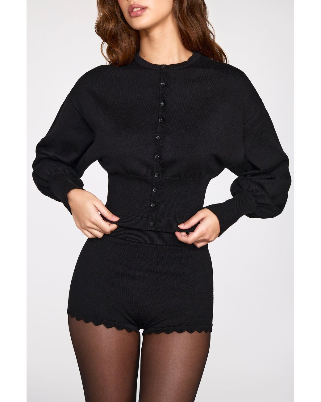Oh Polly Black Knit Long-Sleeve Cardigan