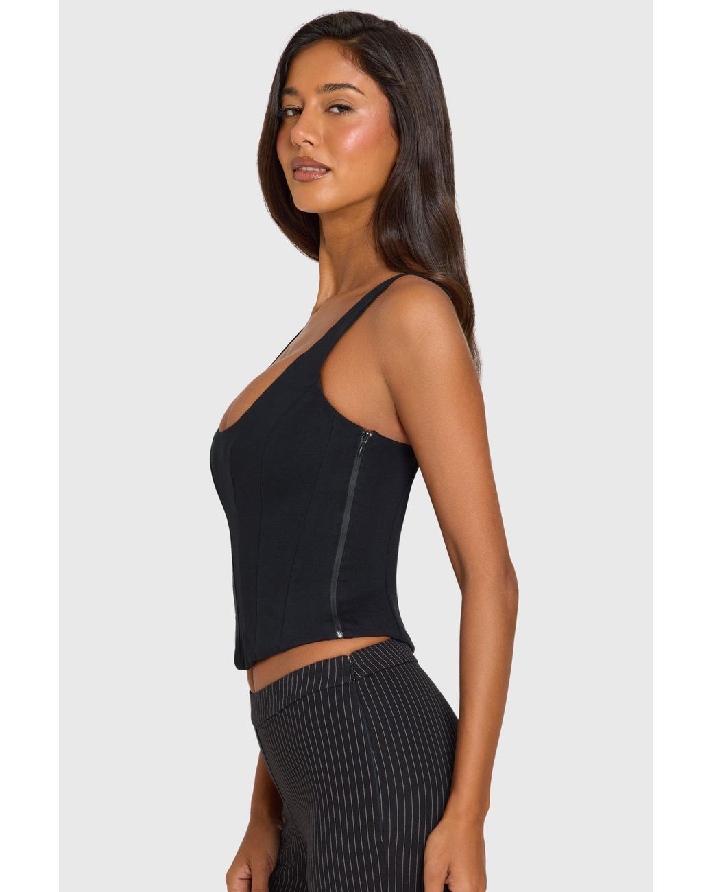 Oh Polly Black Ponte Corset Top