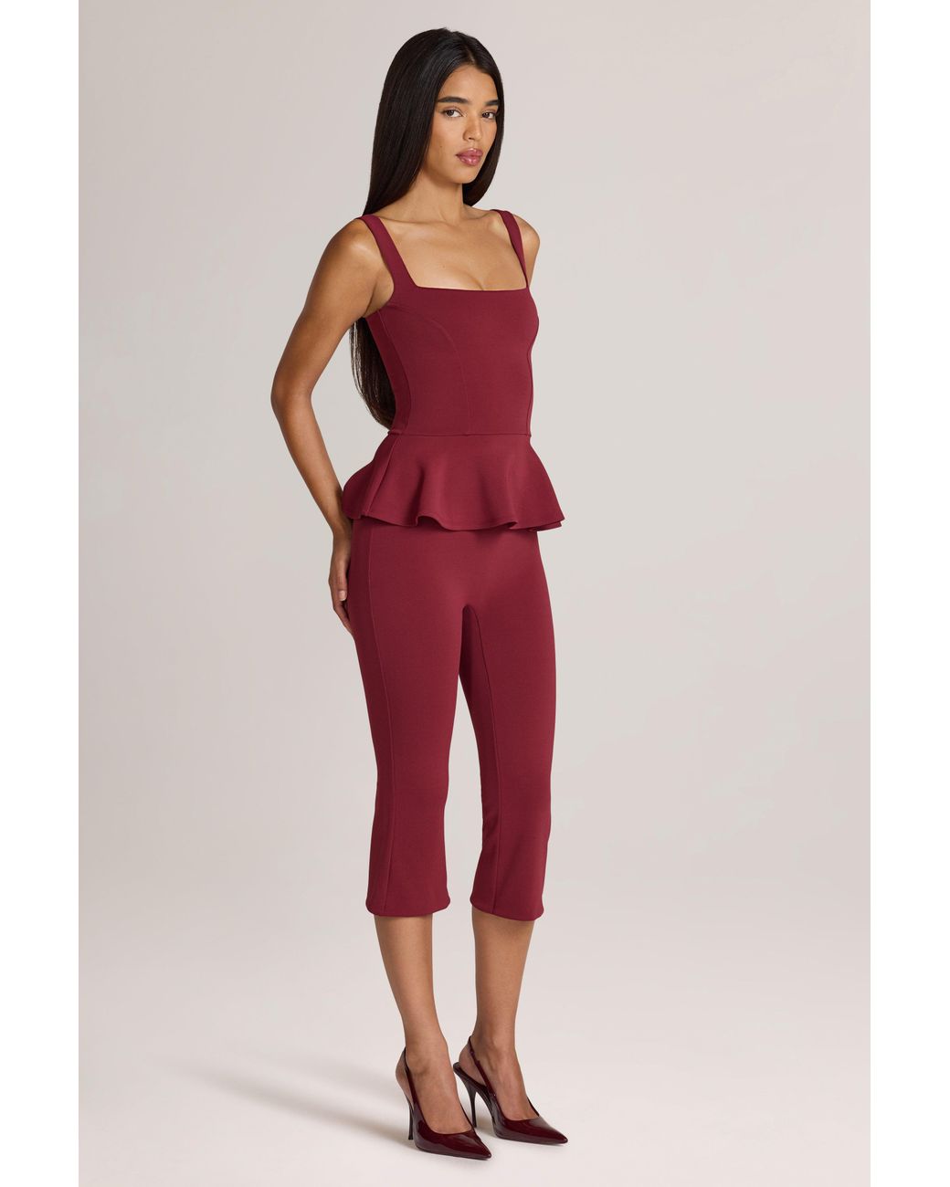 Oh Polly Red Ponte Capri Trousers