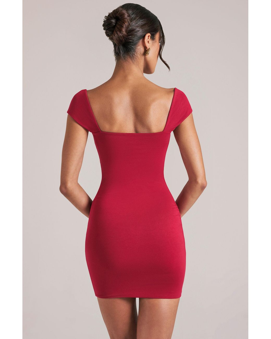 Oh Polly Red Sweetheart Neckline Mini Dress