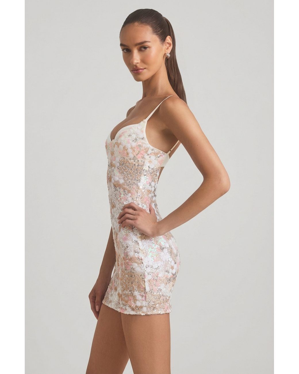 Oh Polly Multicolor Embellished Camisole Bodycon Mini Dress