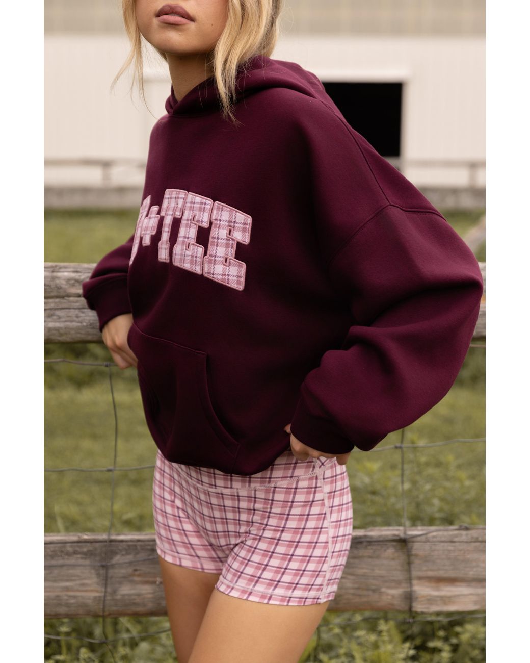 BO+TEE Red Oversized Applique Hoodie