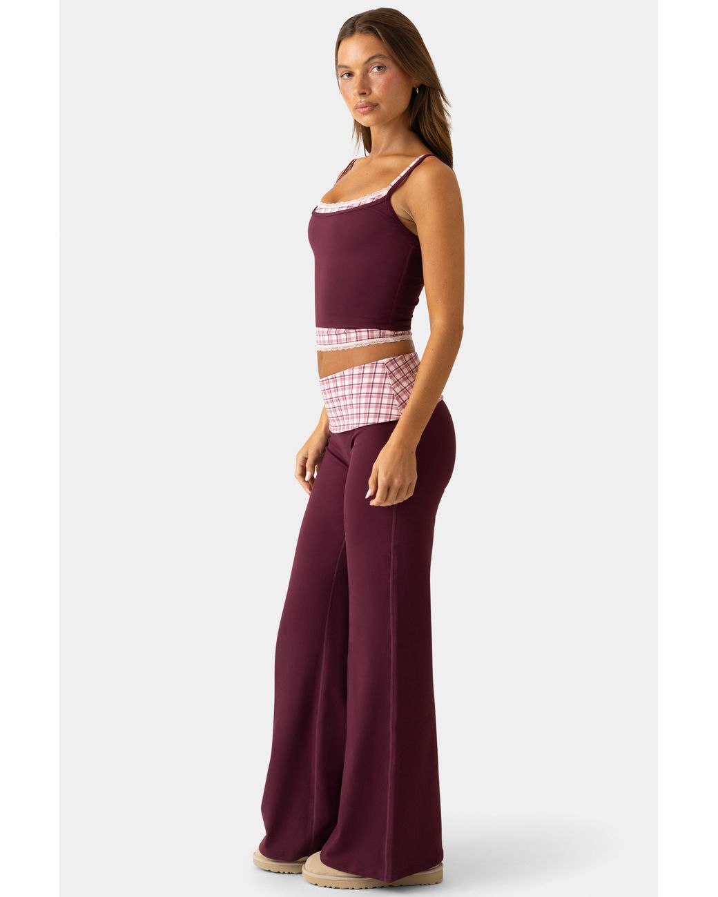 BO+TEE Red Soft Active Wide-Leg Trousers