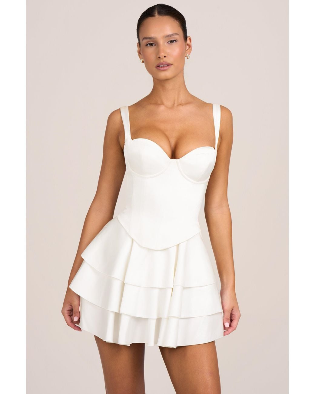 Oh Polly White Satin Corset Mini Dress