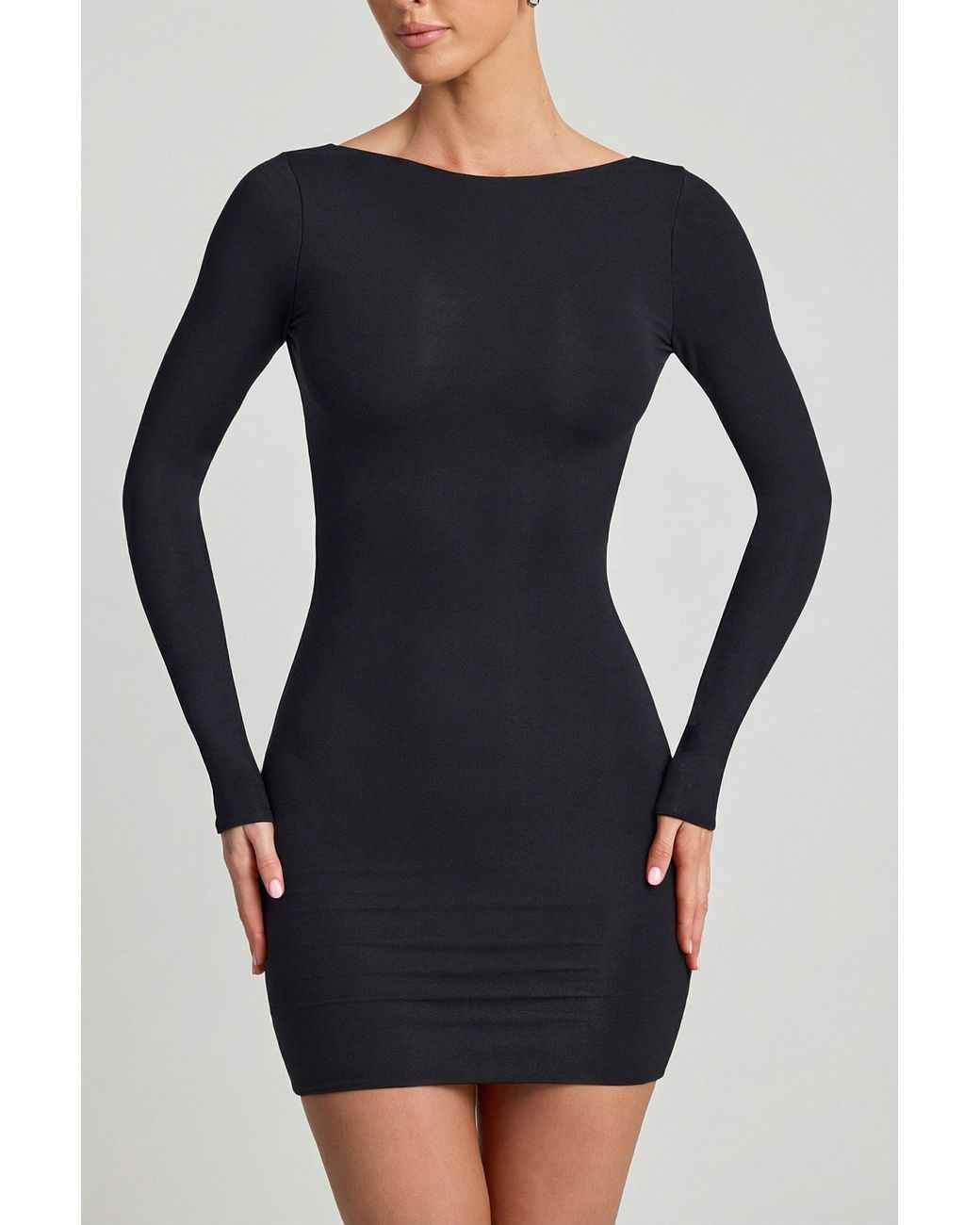 Oh Polly Black Modal Open-Back Bodycon Mini Dress
