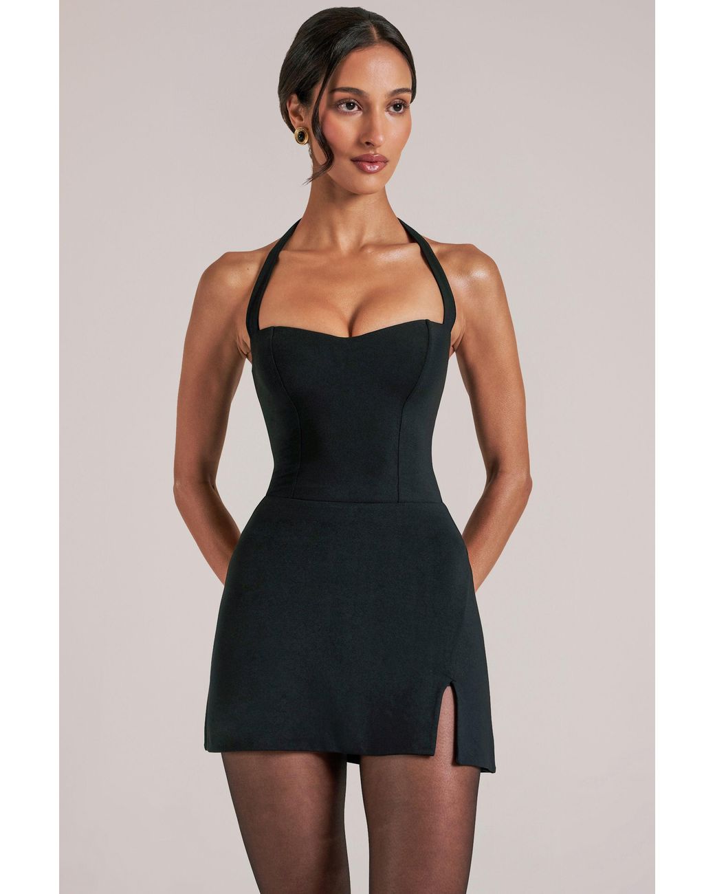 Oh Polly Black Longline Halterneck Top