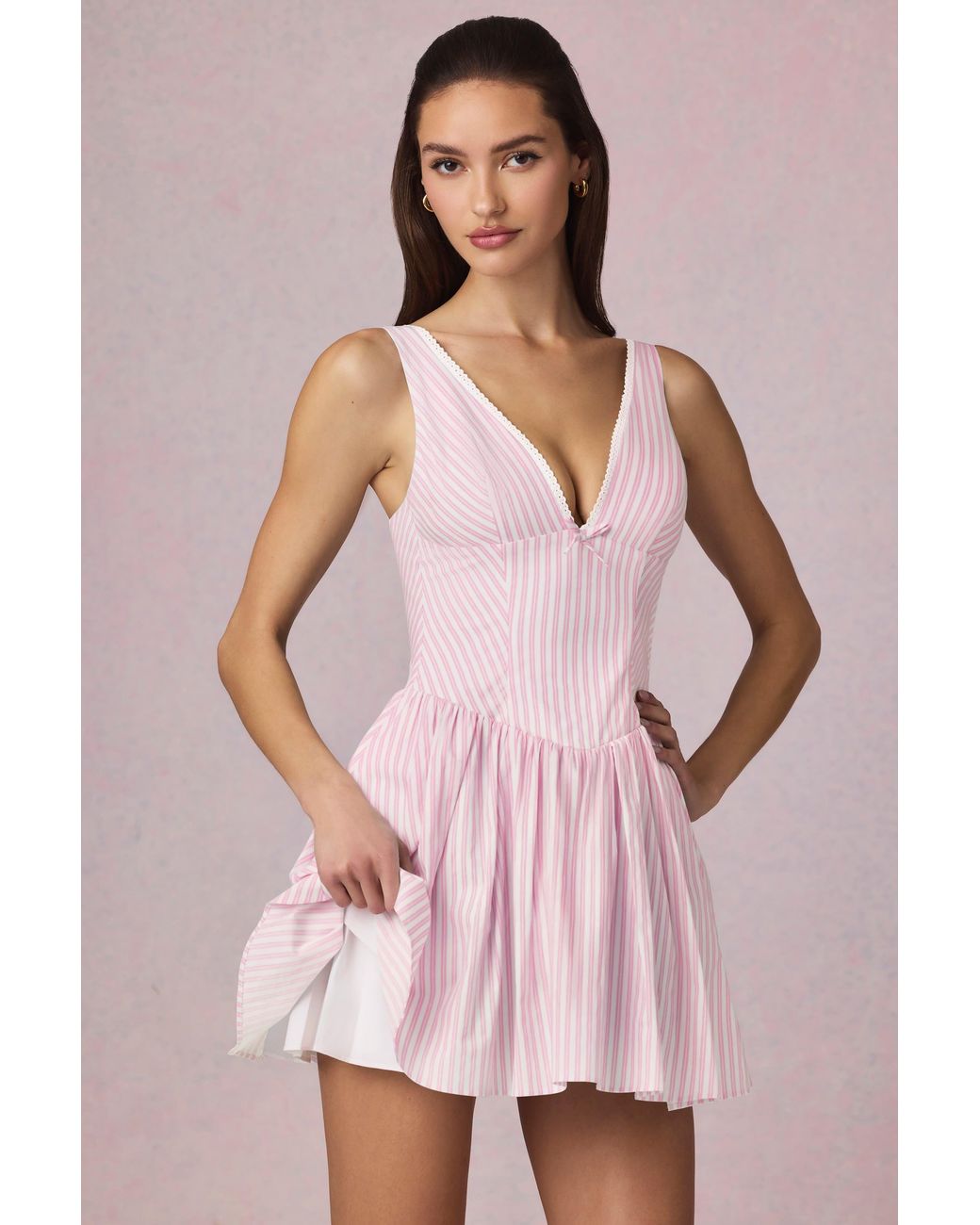 Oh Polly Pink Bow-Detail A-Line Mini Dress