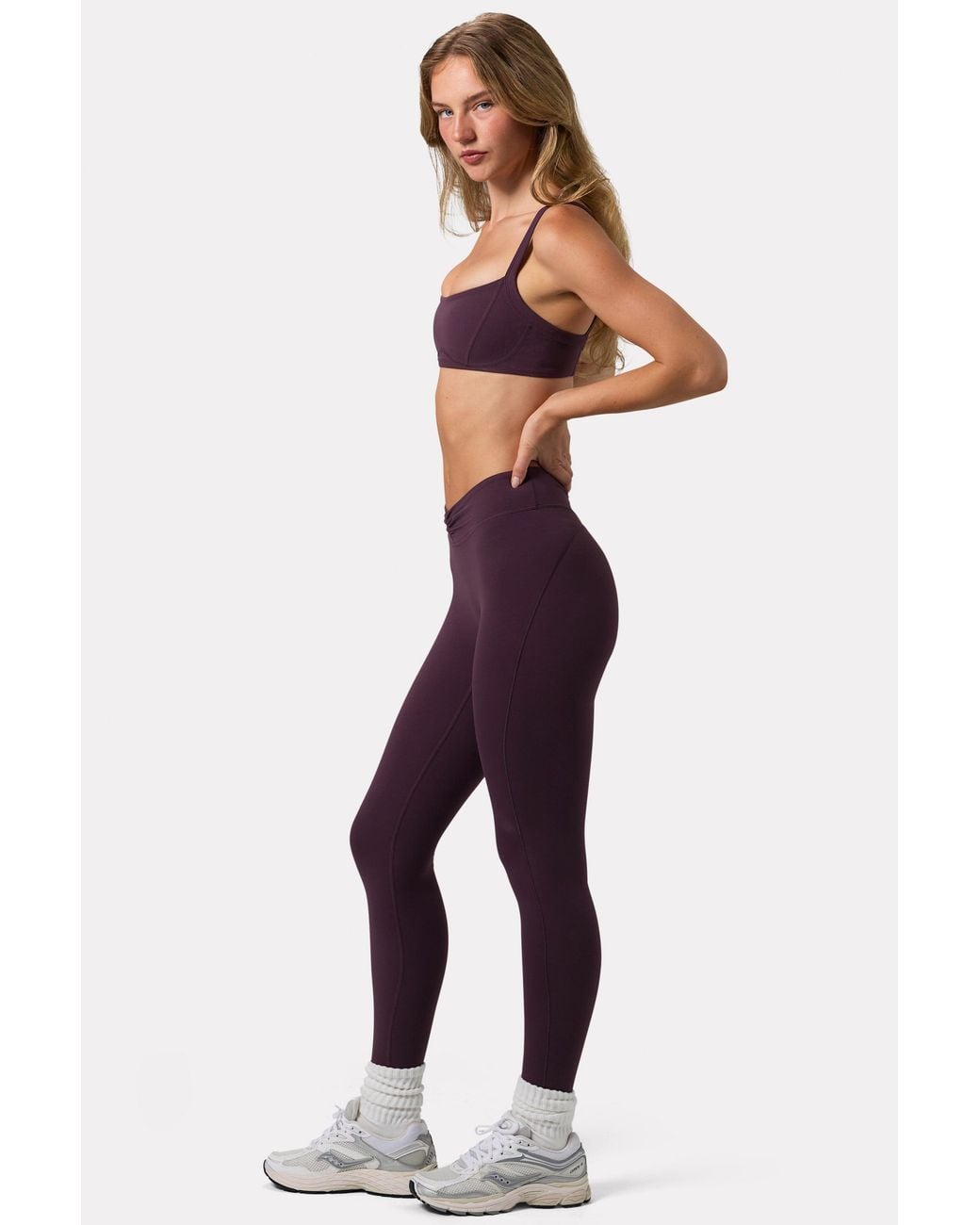 BO+TEE Purple Soft Active Ruched Leggings