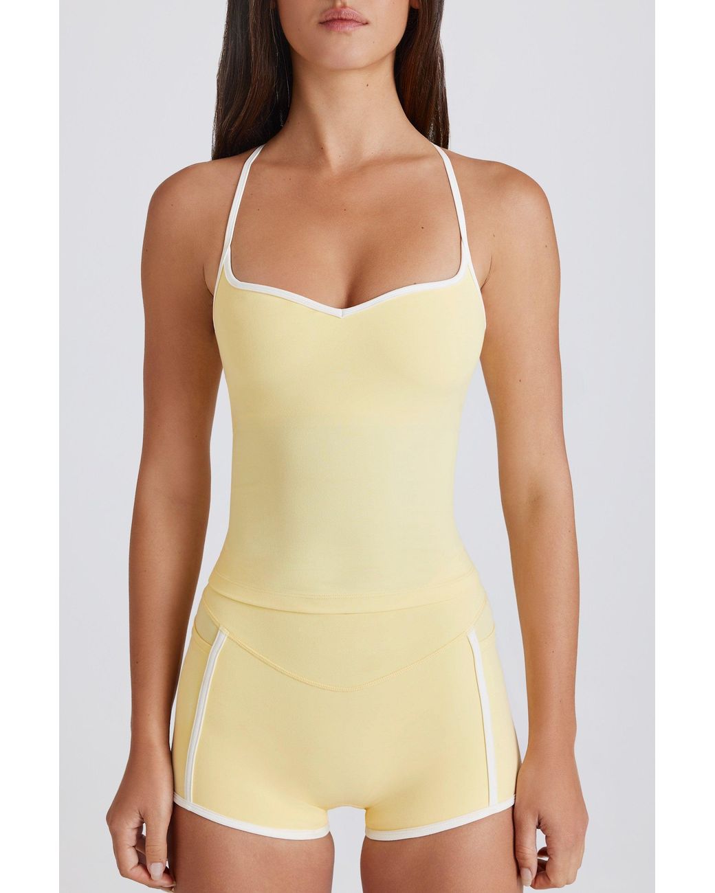 BO+TEE Yellow Soft Active Cross-Back Tank Top