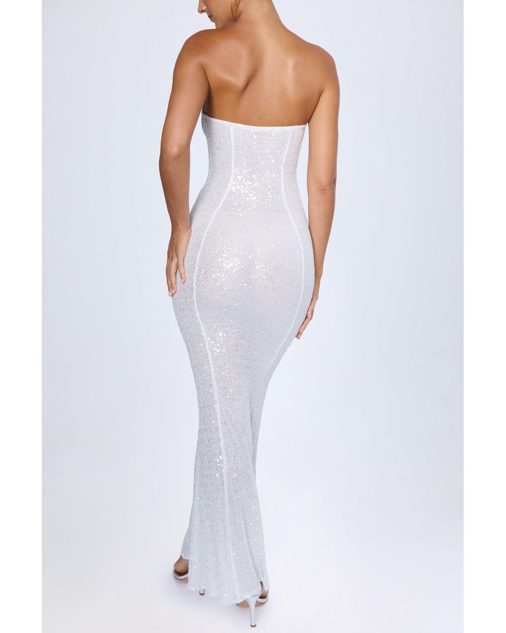 Oh Polly White Embellished Cut-Out Bandeau Maxi Dress