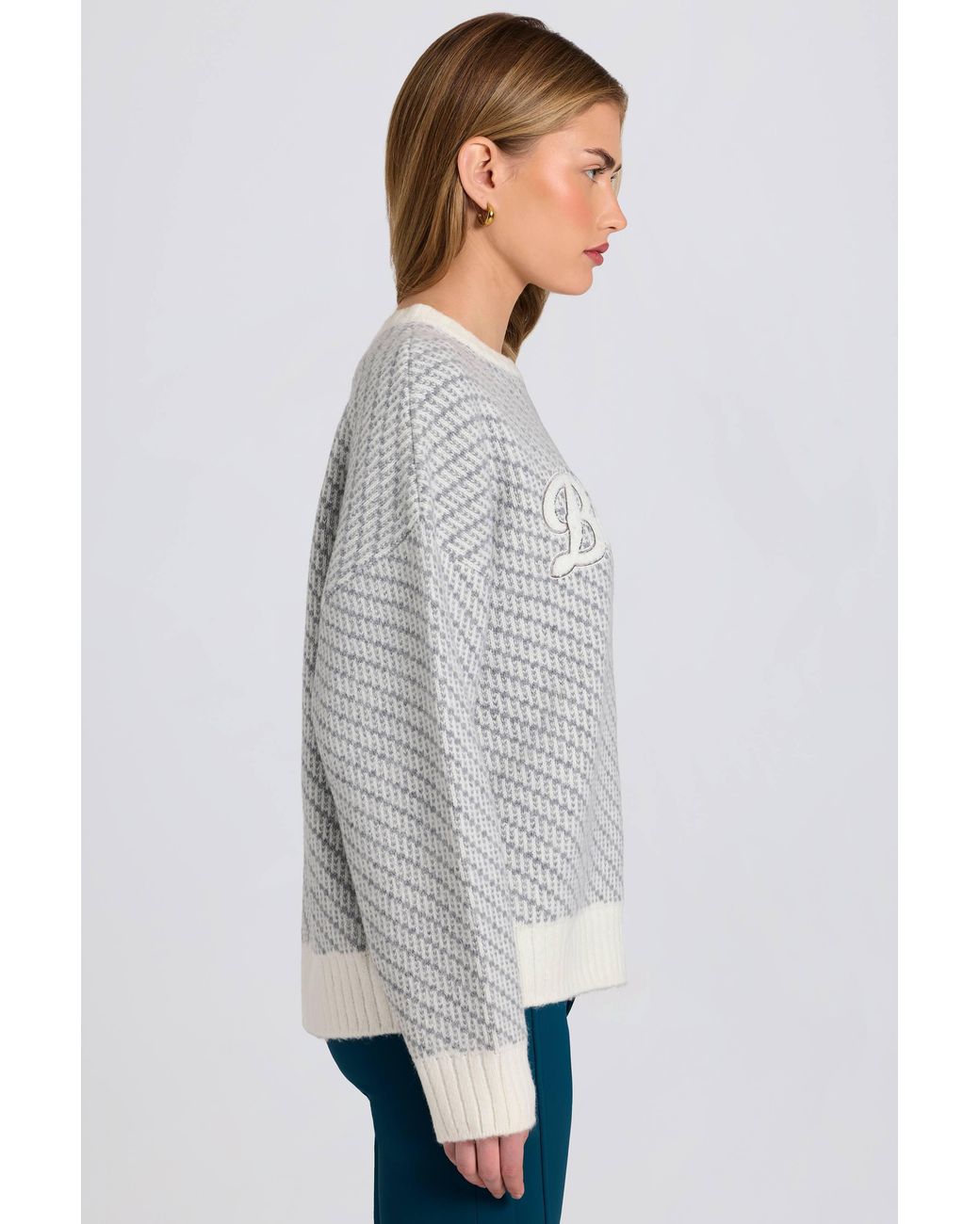 BO+TEE White Knit Logo Oversized Jumper