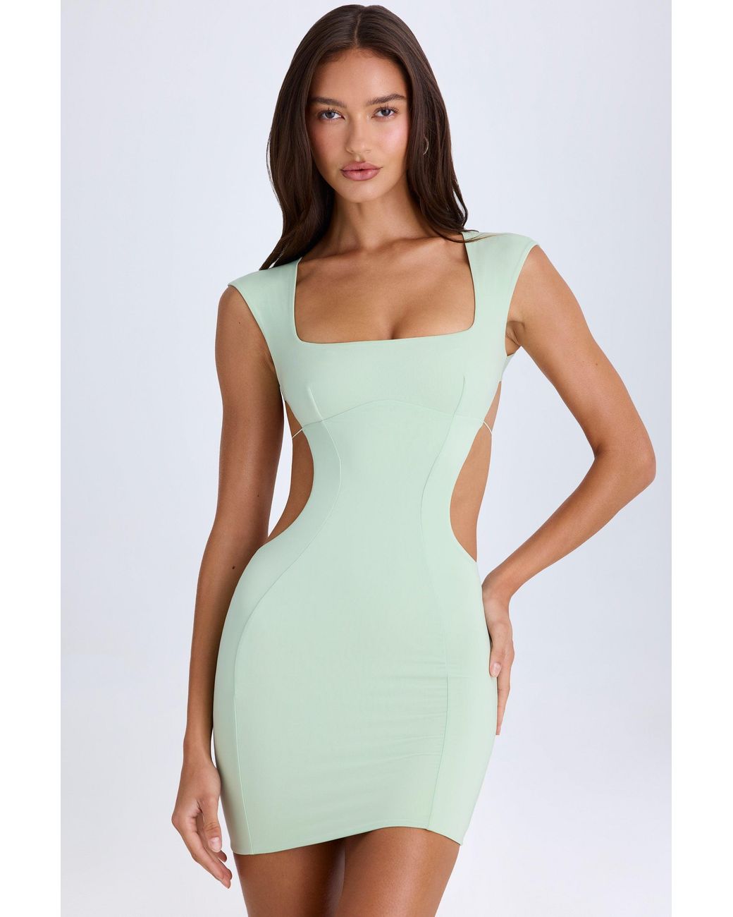 Oh Polly Green Cut-Out Lace-Up Mini Dress