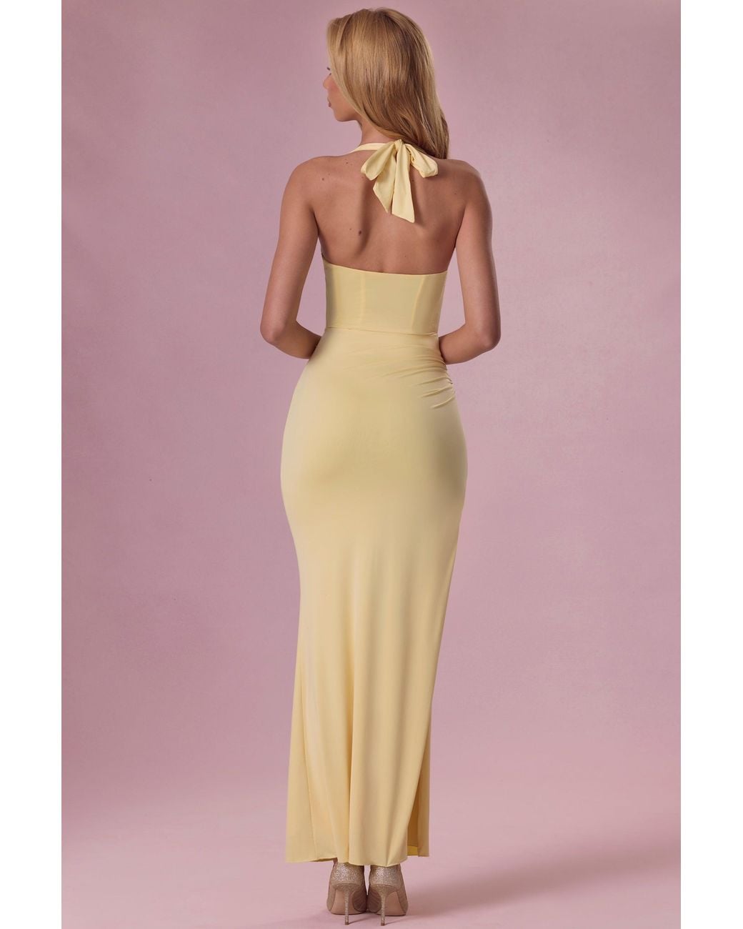 Oh Polly Yellow Jersey Corset Bridesmaid Dress
