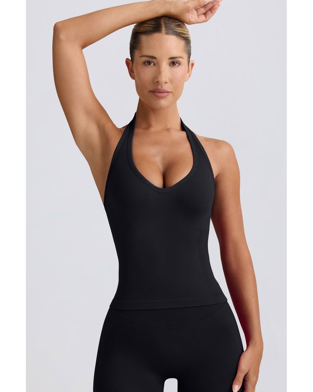 BO+TEE Black Define Luxe Halterneck Tank Top