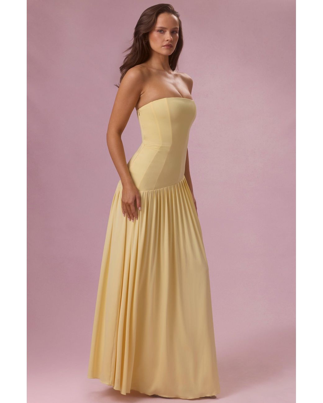 Oh Polly Yellow Jersey Strapless Gown